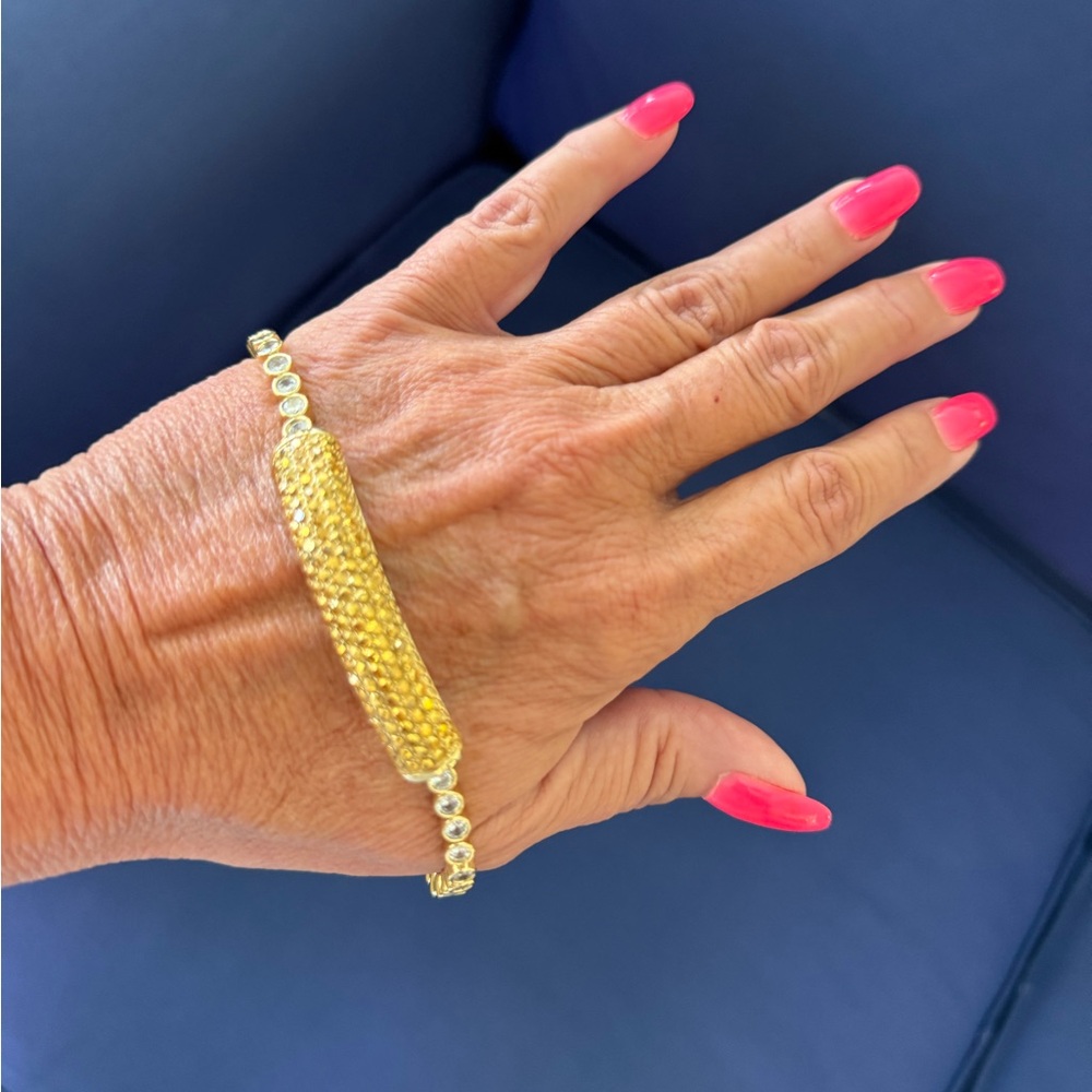 Gold CZ Adjustable Slider Bracelet Sparkle Crystal Chain Elegant Gift
